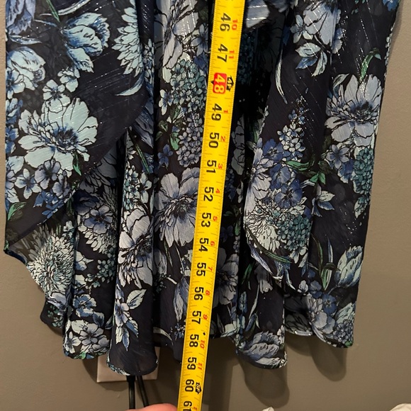 NWT Vince Camuto Sz 6 Womens Blue Floral Chiffon Halter Ruffle Drape Dress Gown! - Picture 13 of 16